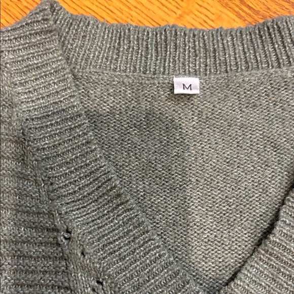 Madison Cream turtle neck and Green pullover v neck sweater - Picture 3 of 10